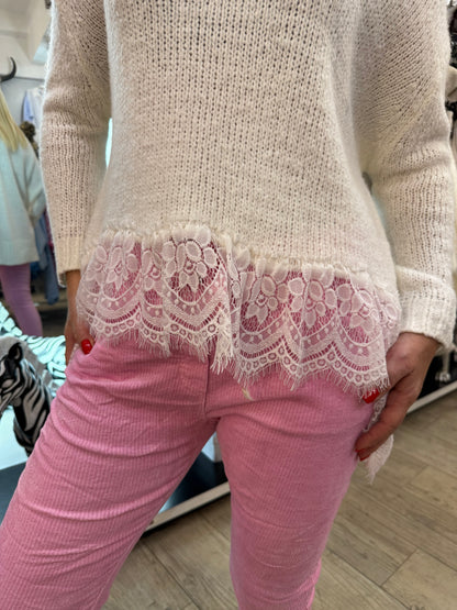 Pantalon magique velours rose