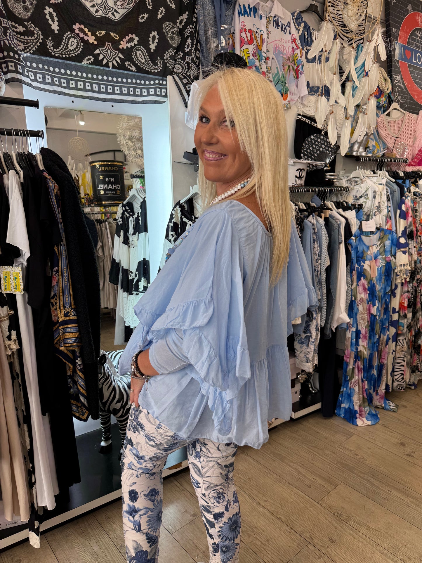 Tunique froufrou bleue