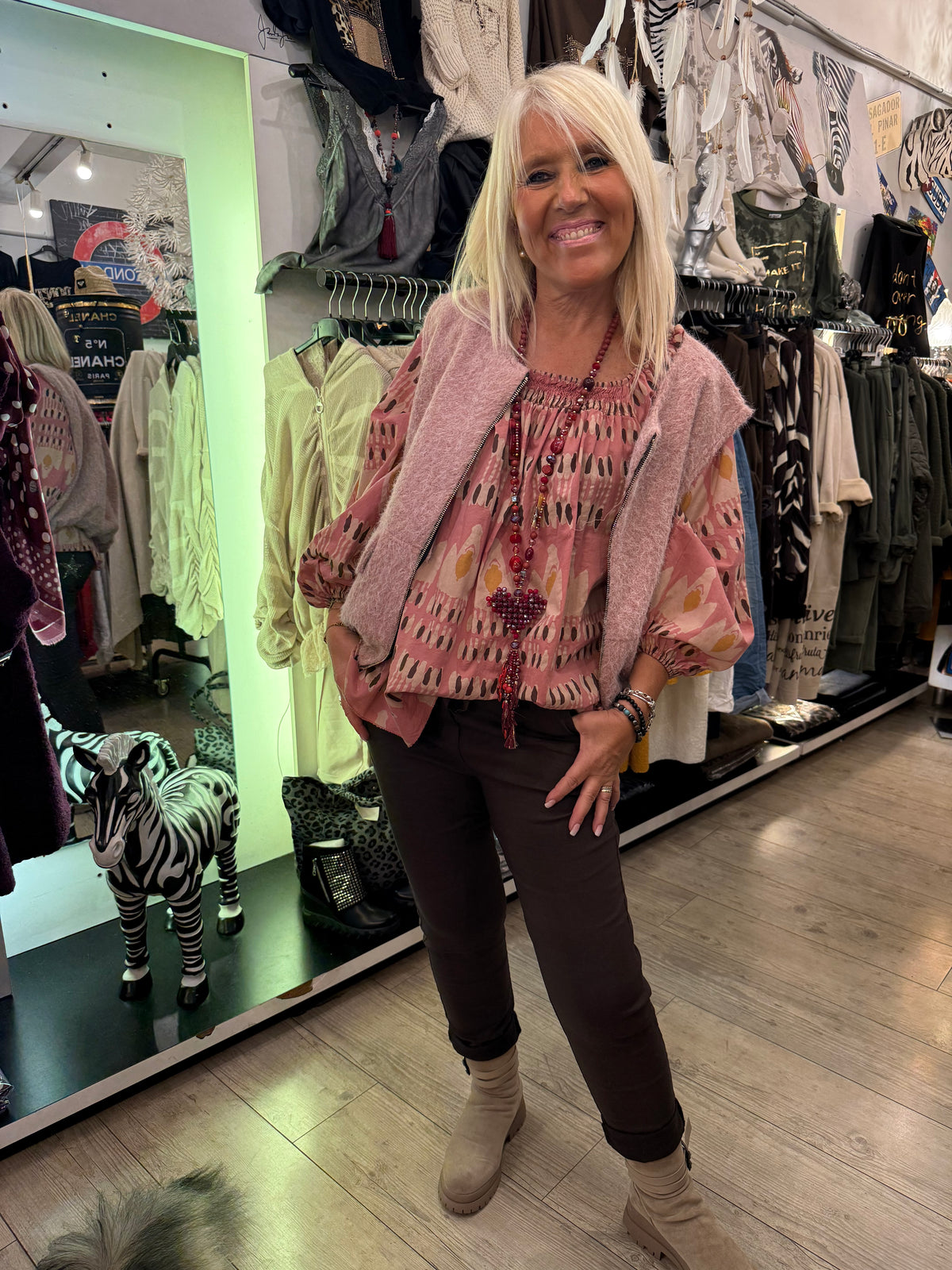 Gilet rose zippé