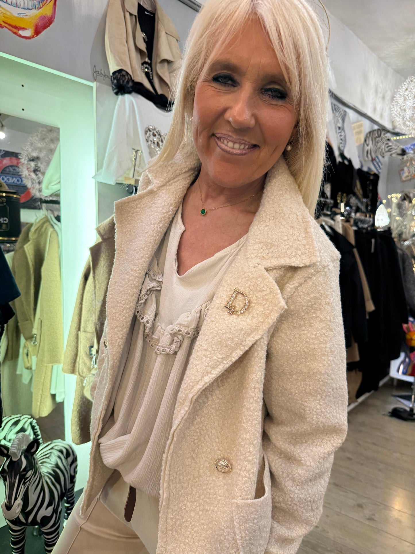 Manteau bouclette beige