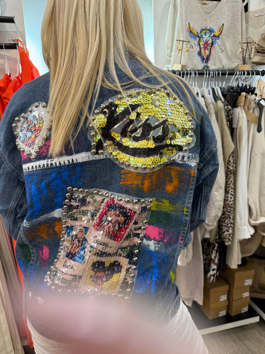 Veste jean cloutée