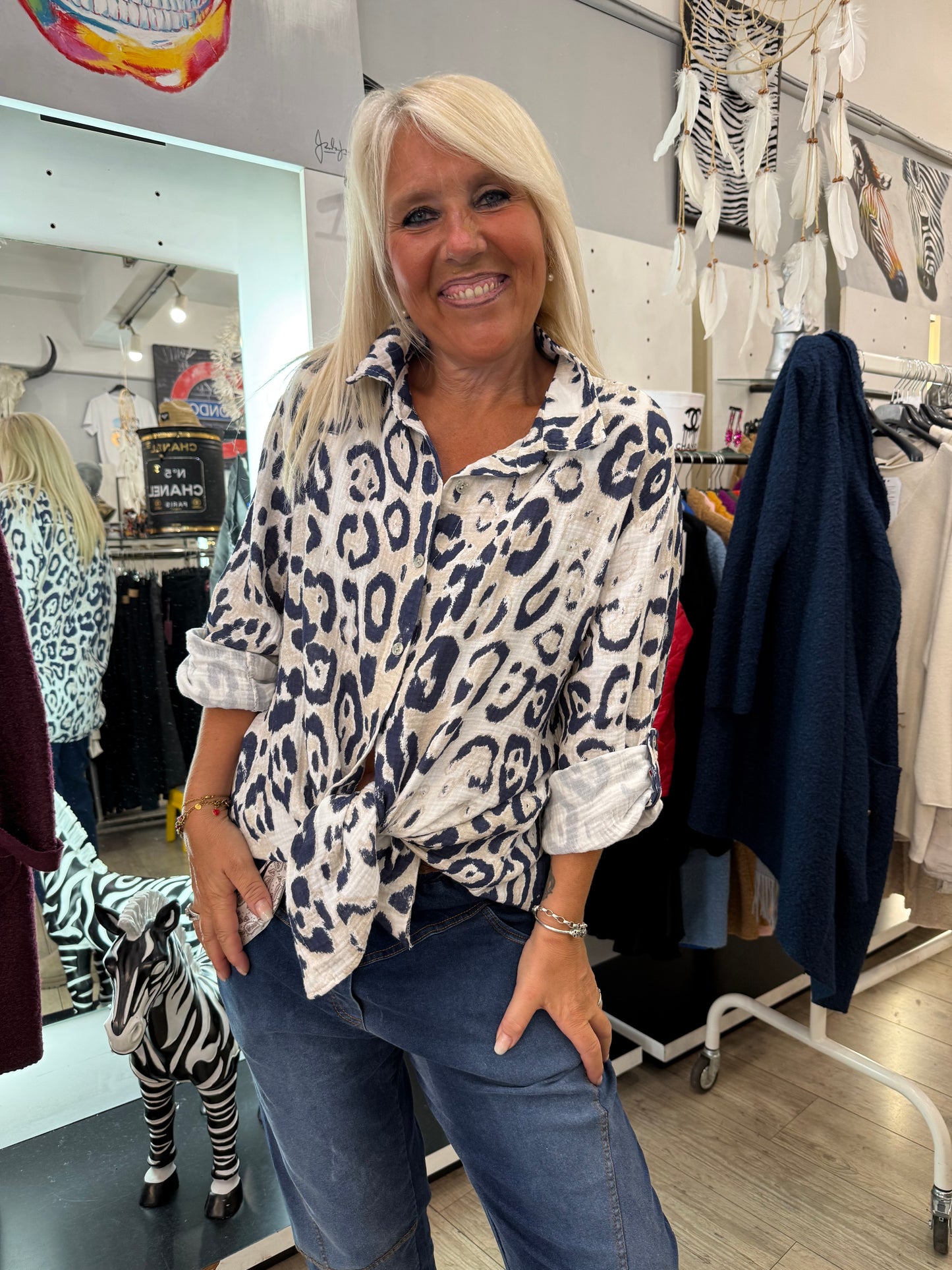 Chemise leo bleue