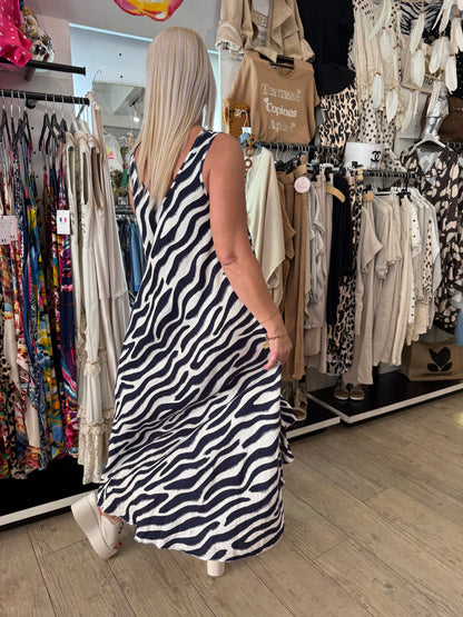Robe zébrée marine