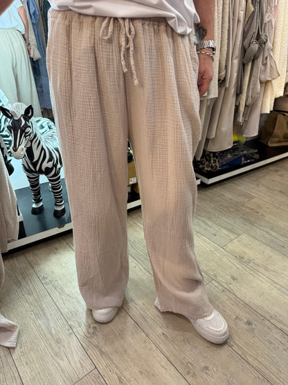 Pantalon gaz de coton beige