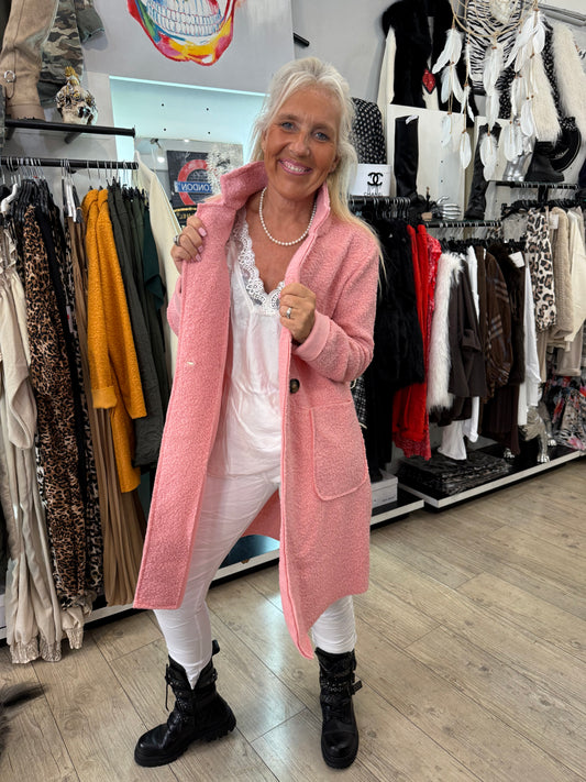 Manteau bouclette rose