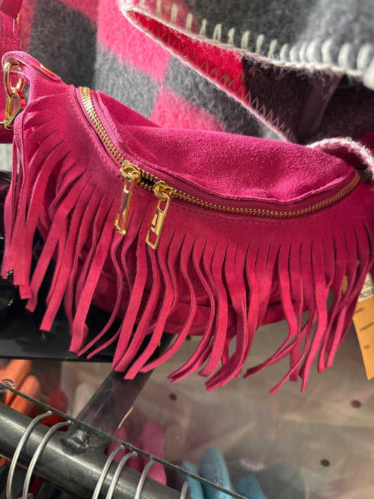 Sac banane frange rose