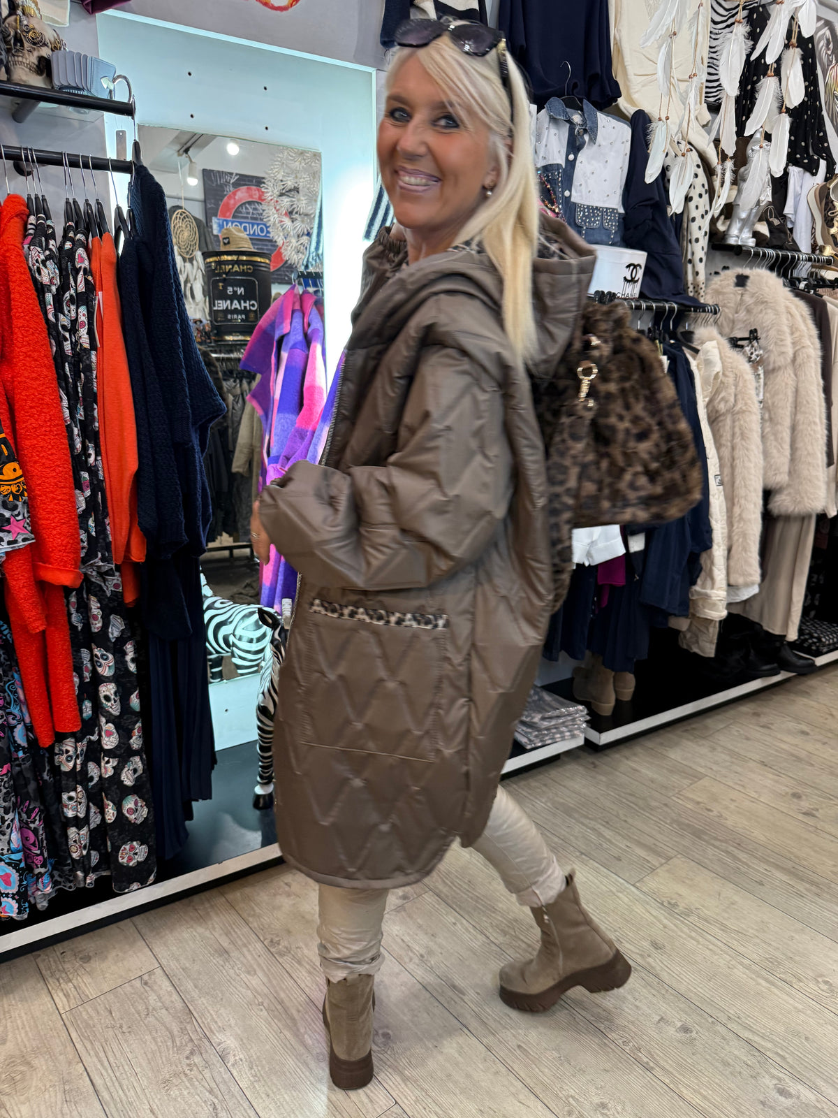 Doudoune Overzize taupe