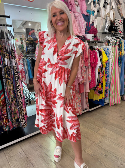 Robe feuillage rouge