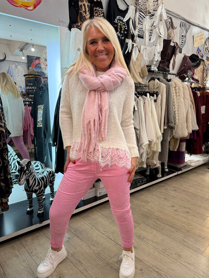 Pantalon magique velours rose