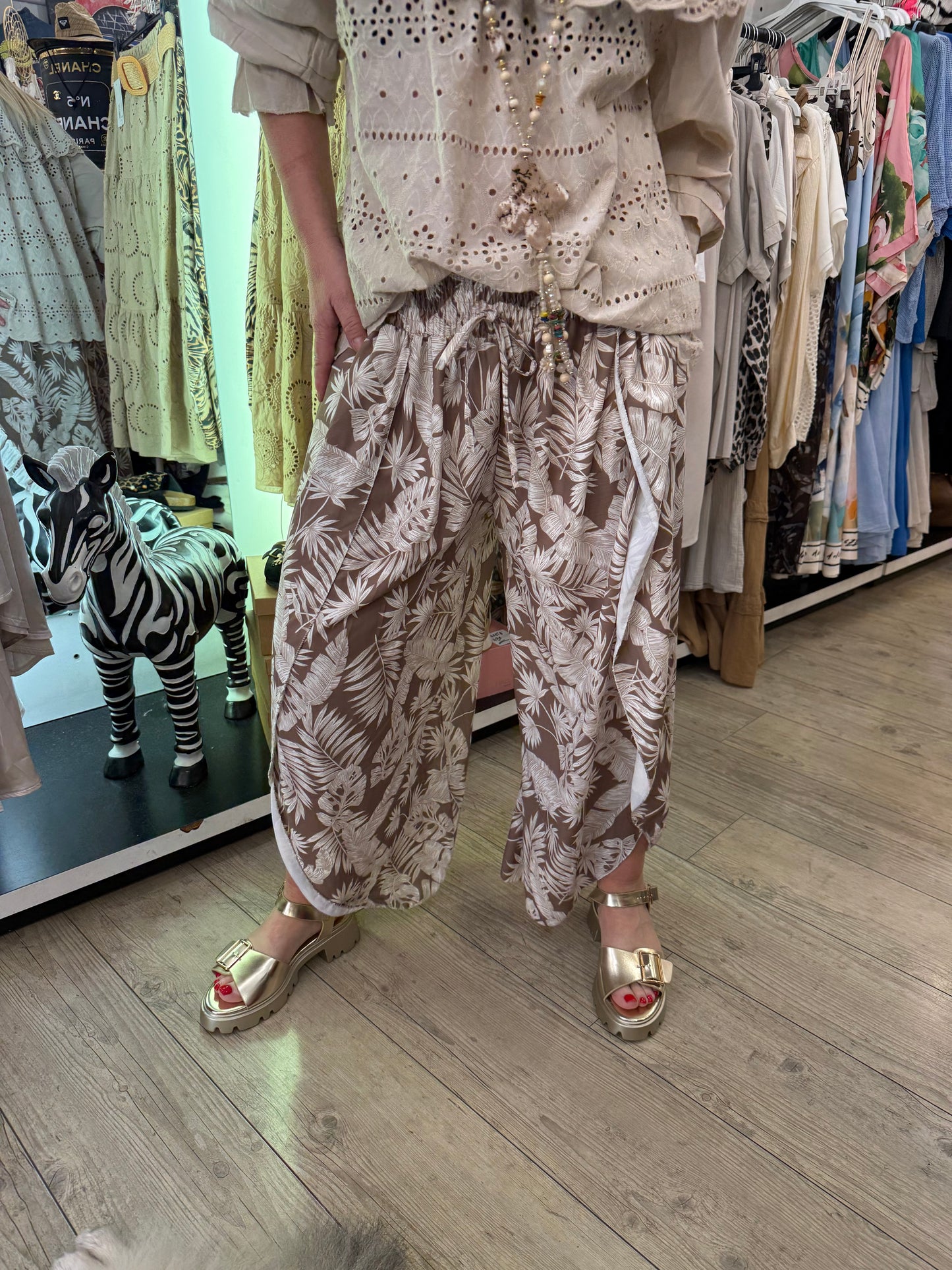 Pantalon porte feuille beige