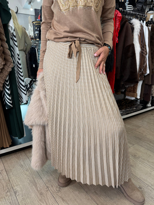 Jupe beige plissée