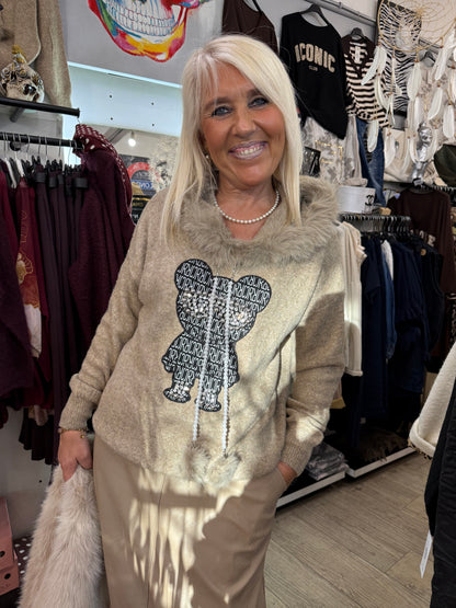 Pull nounours beige