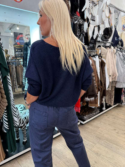Pantalon marine ceinture