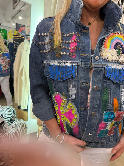 Veste jean cloutée