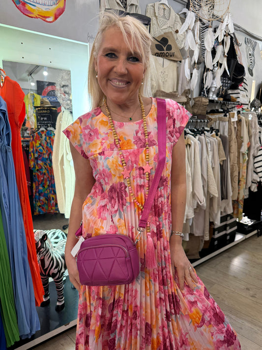 Robe plissée longue Flowers