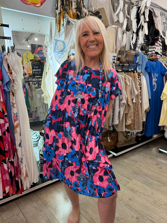 Robe Marylène bleue et rose