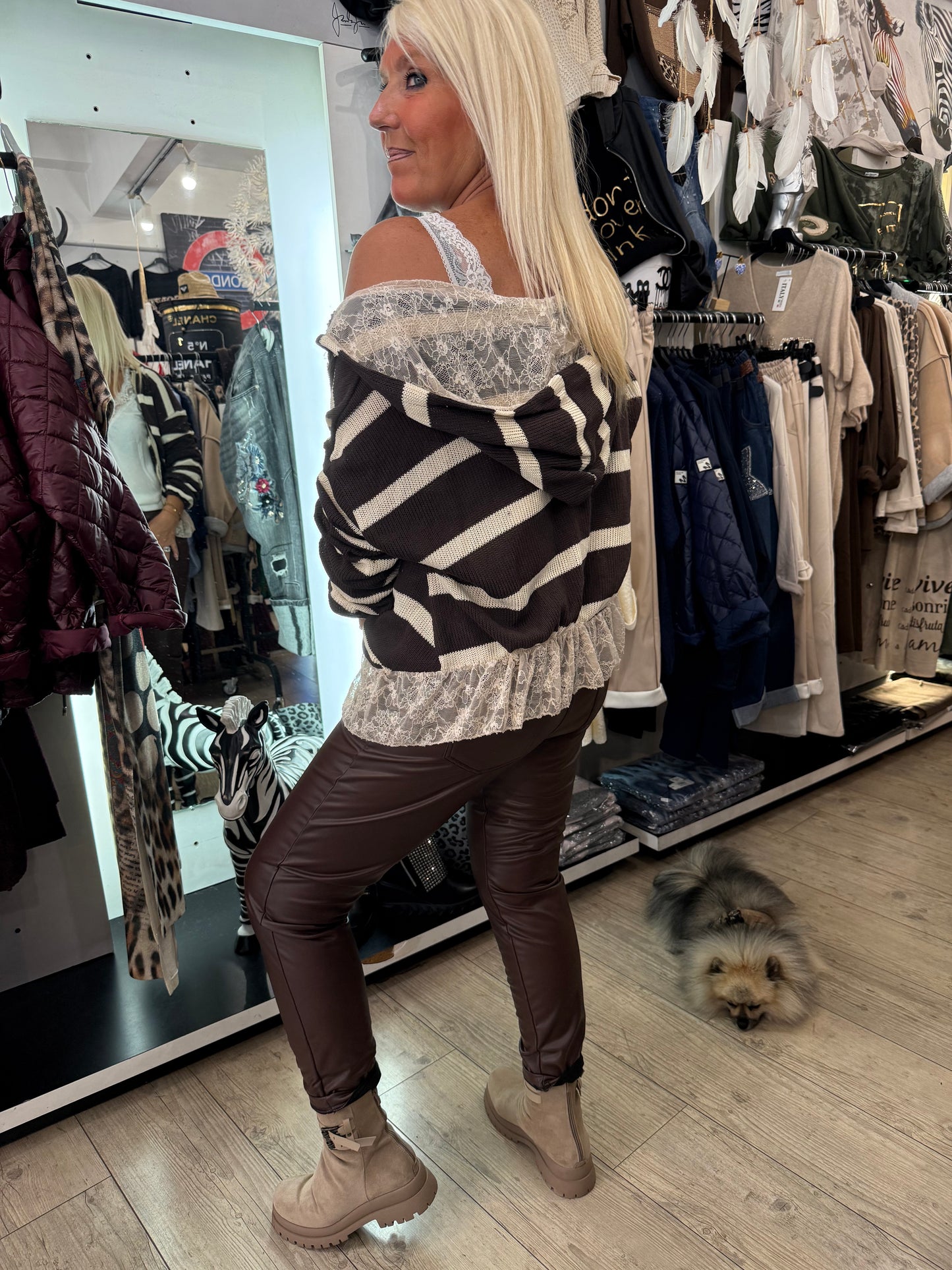 Gilet rayé choco