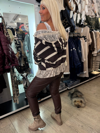 Gilet rayé choco