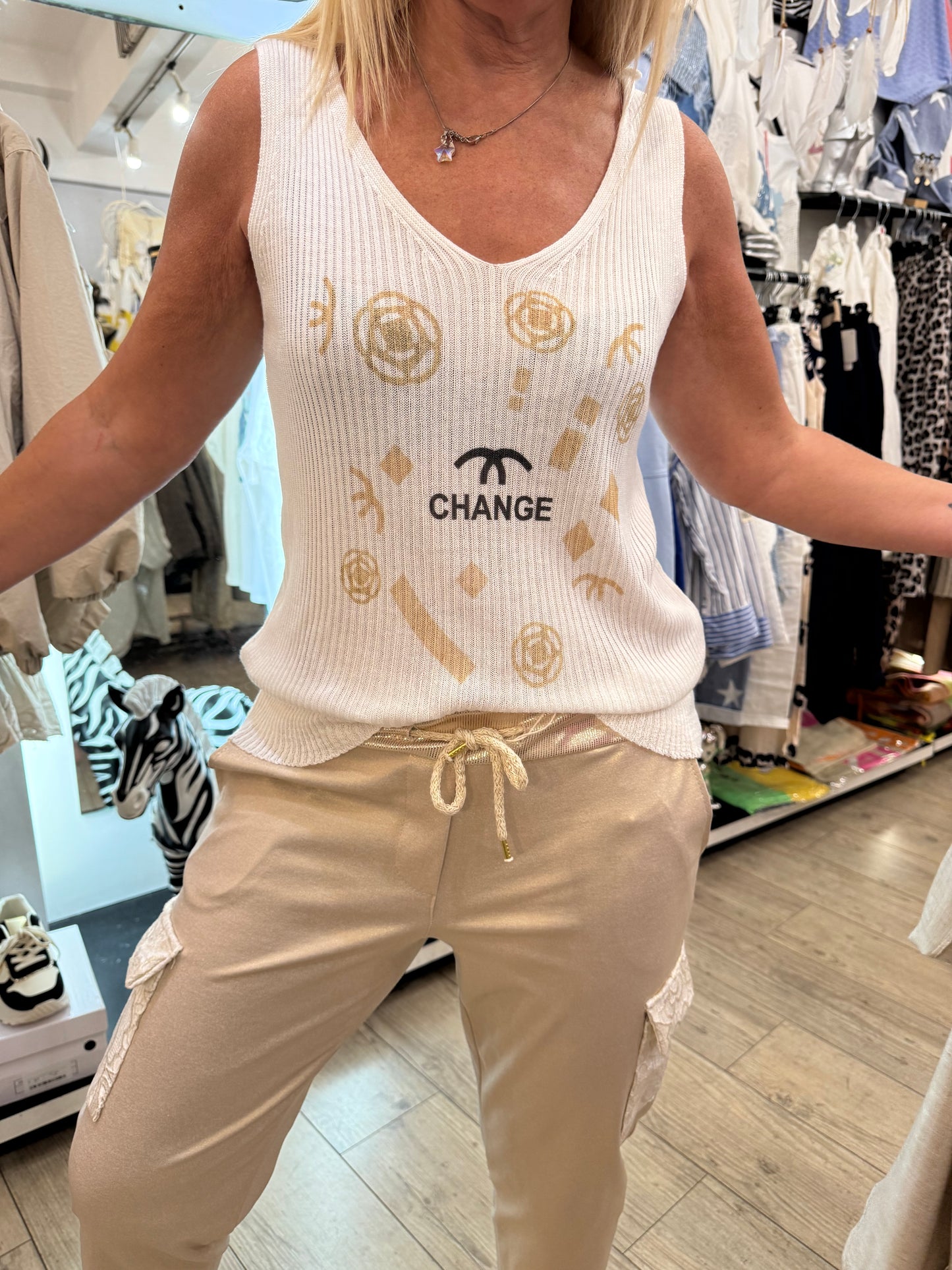Top maille blanc