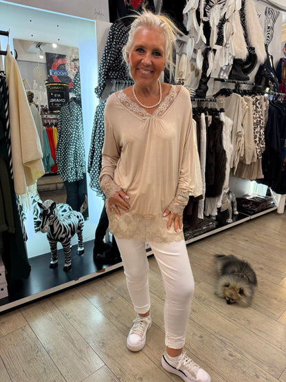 Top dentelle gde taille beige