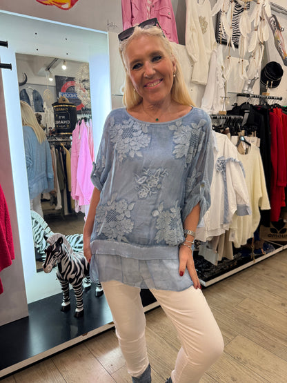 Tunique sequins ciel