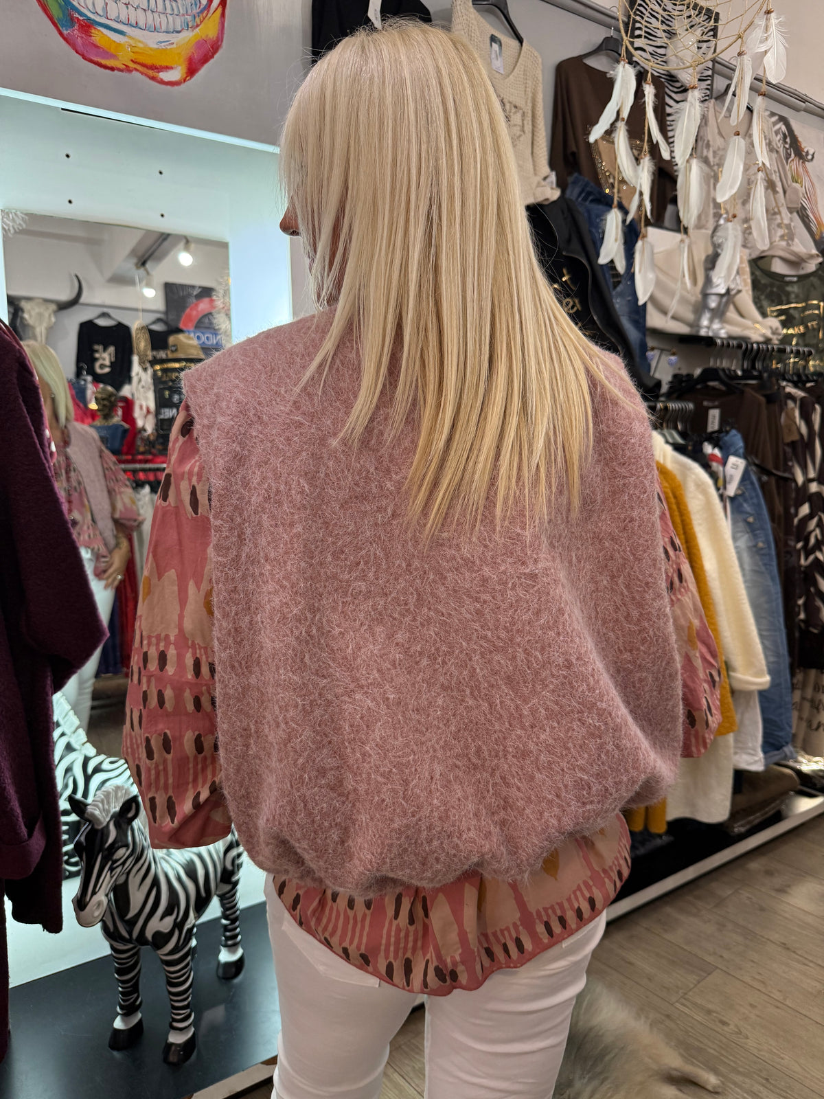 Gilet rose zippé