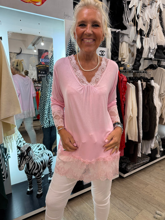 Top dentelle gde taille rose