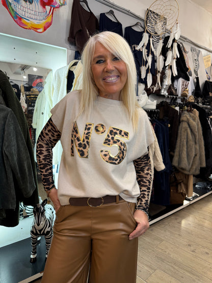 Pull n 5  blanc léopard