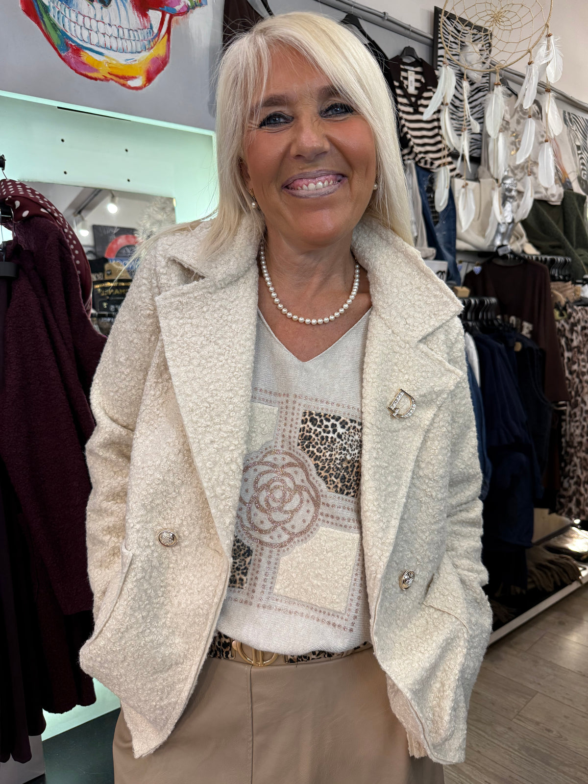 Veste bouclette beige