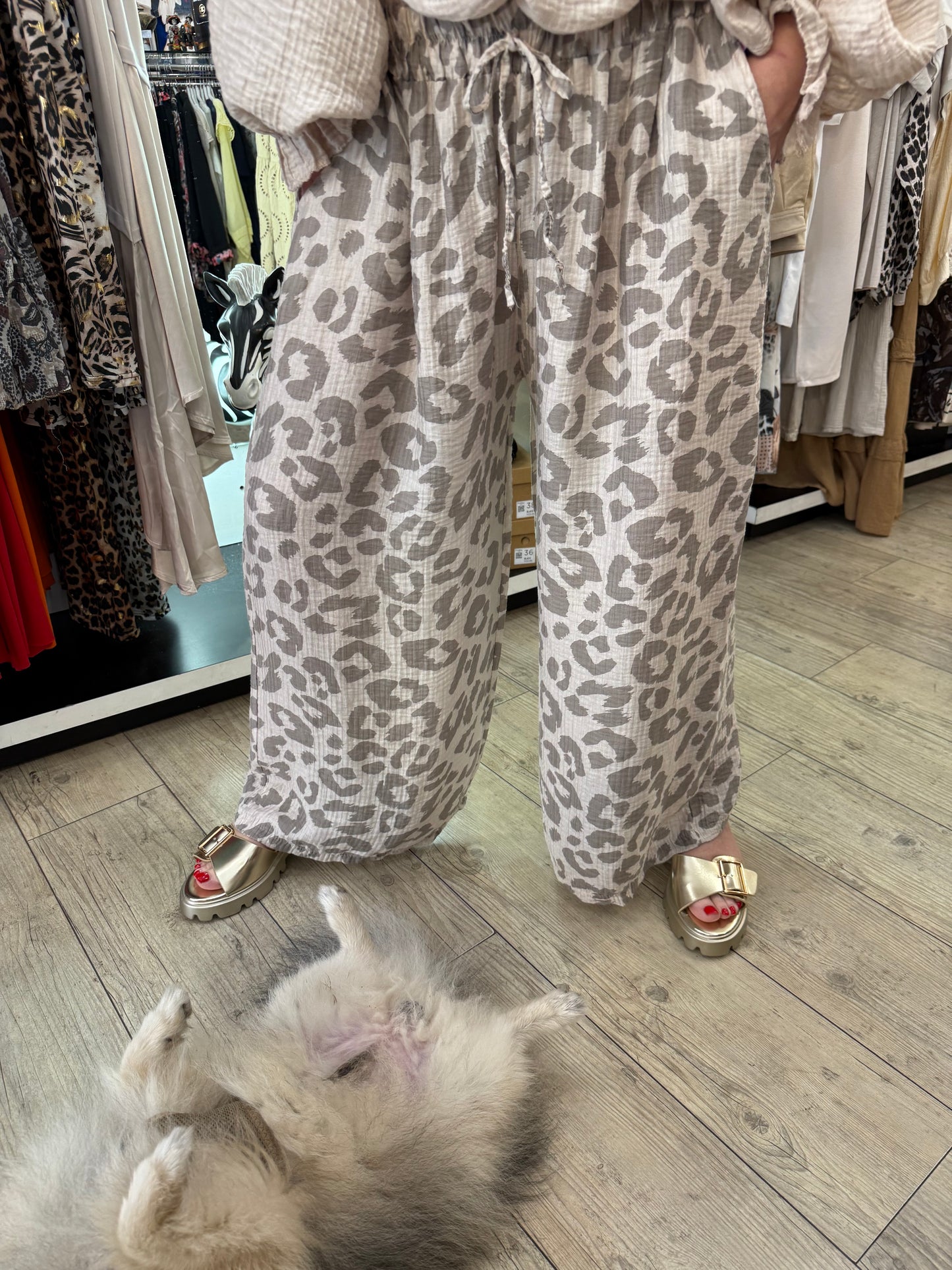 Pantalon palazzo leo beige