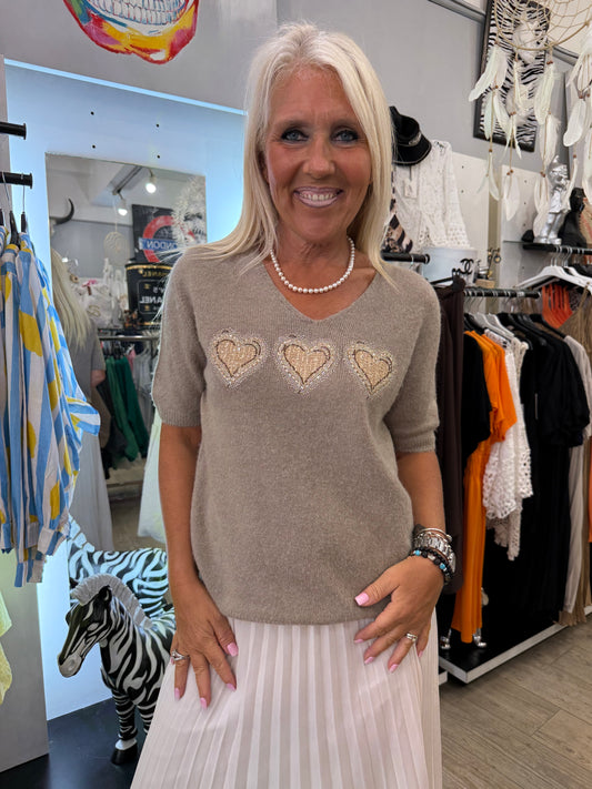 Pull cœur beige