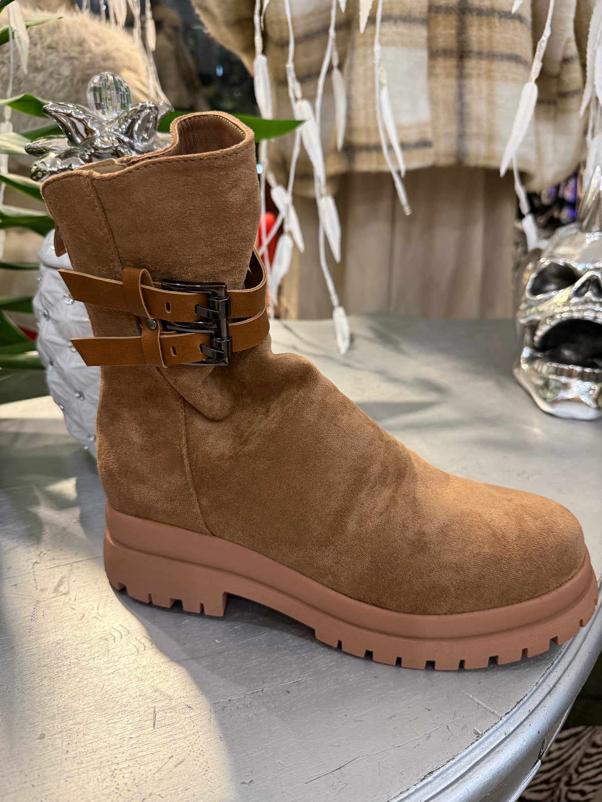 Boots camél zip dos