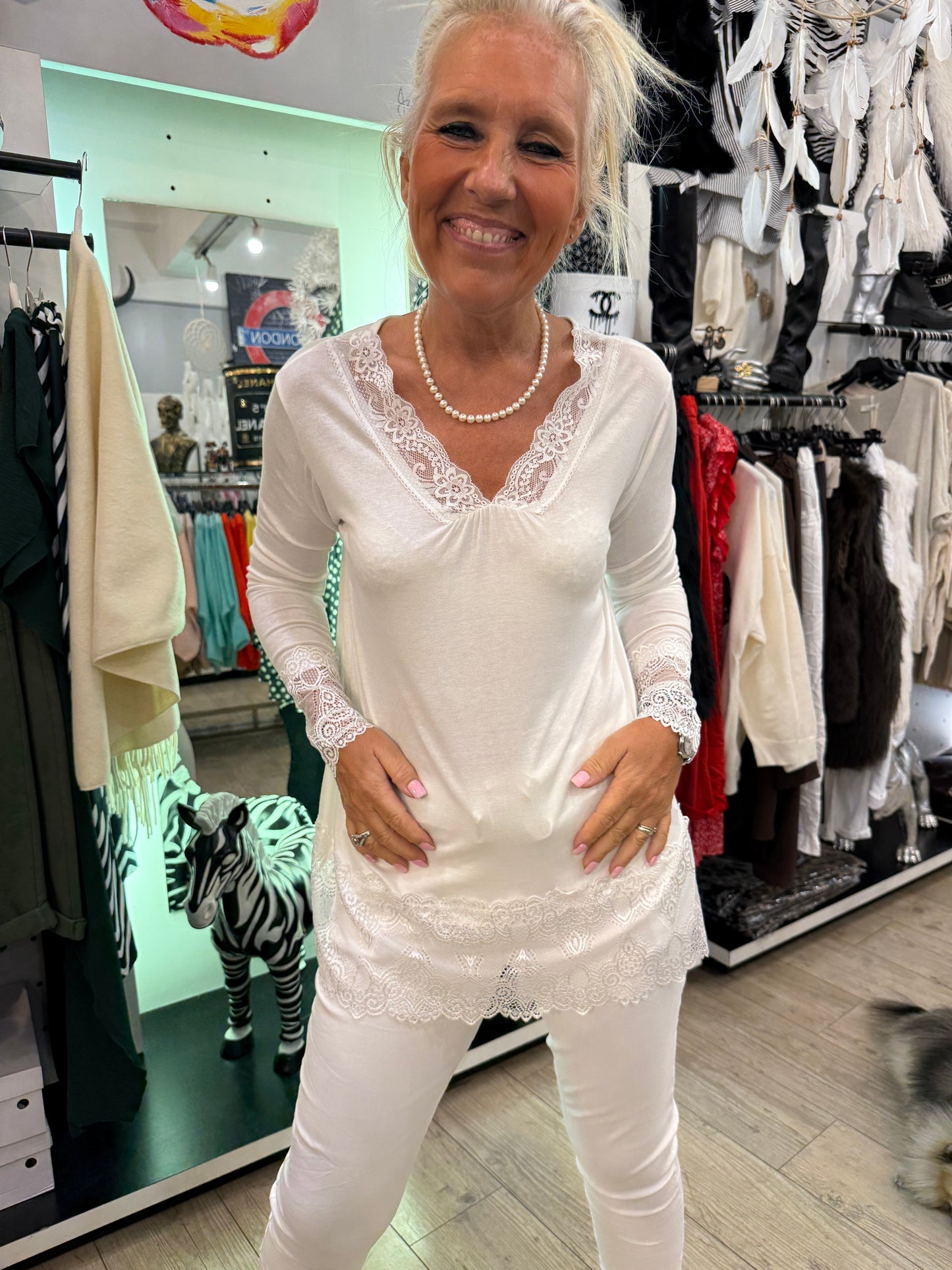 Top dentelle gde taille blanc