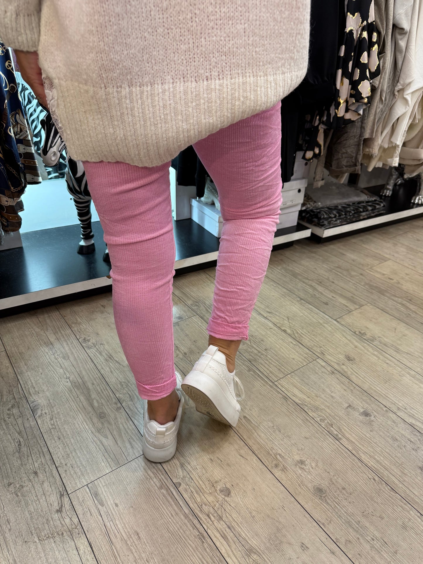 Pantalon magique velours rose