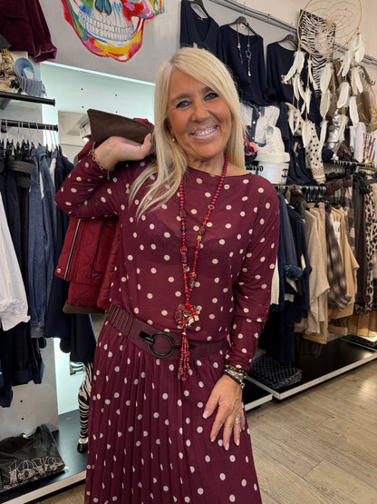 Pull pois bordeaux