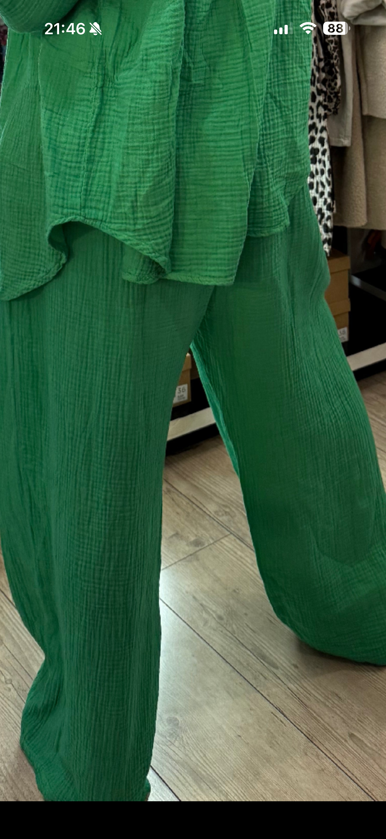 Pantalon gaz de coton vert