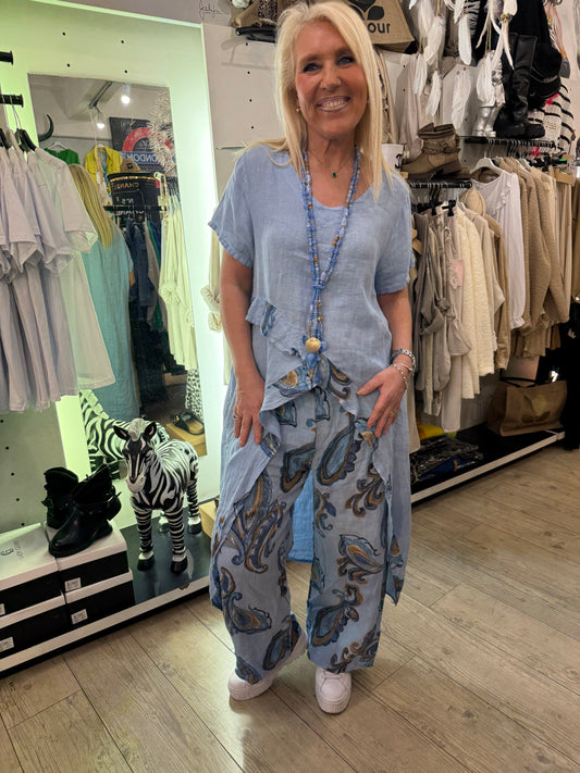 Tunique + pantalon bleu