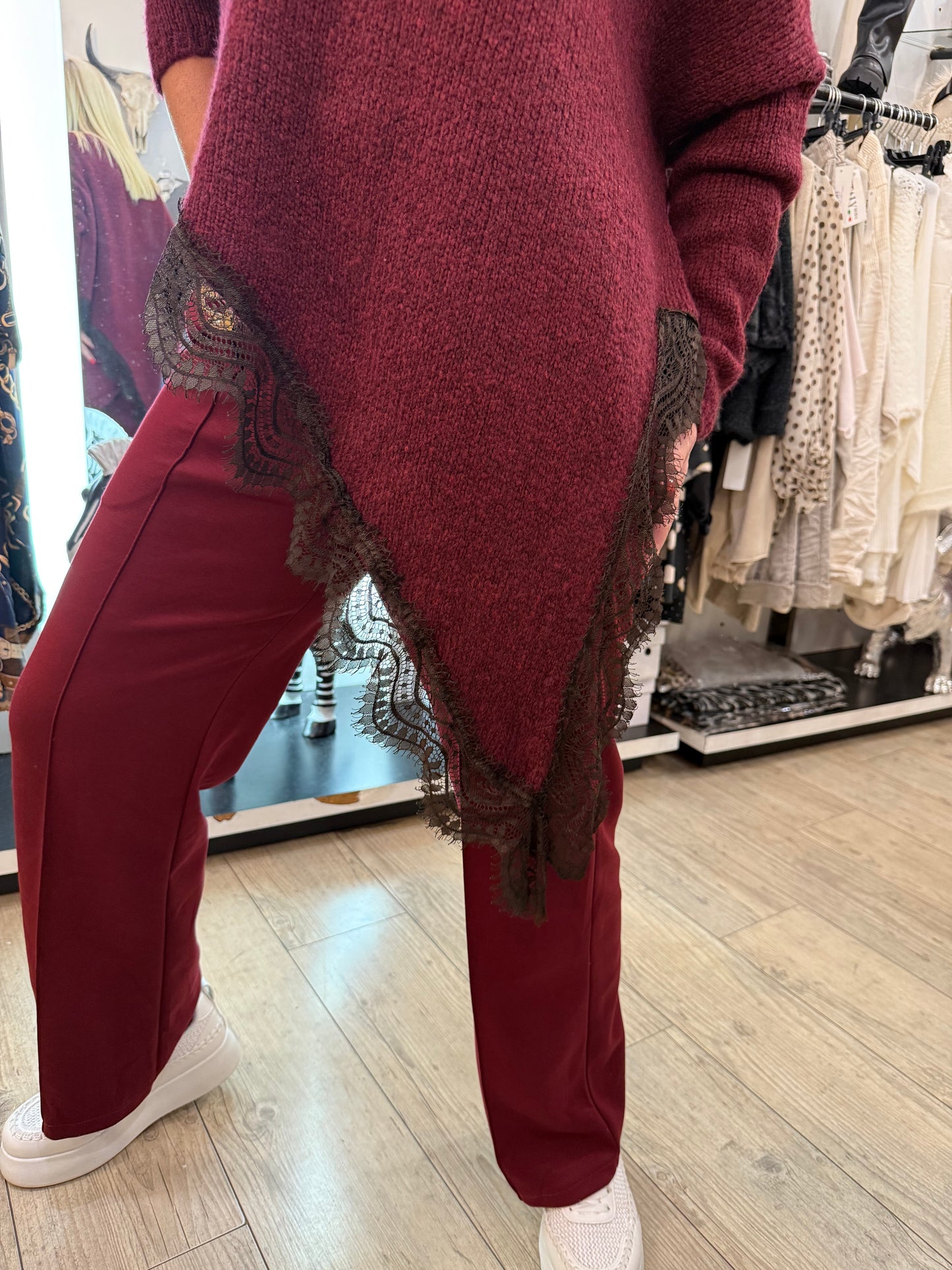 Pantalon couronne bordeaux