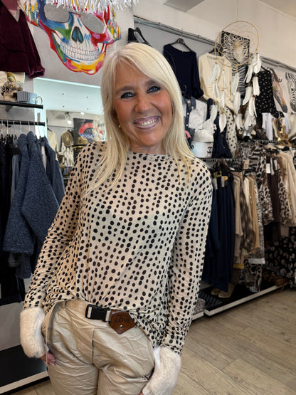 Pull pois beige