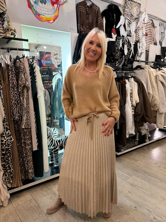 Jupe plissée beige