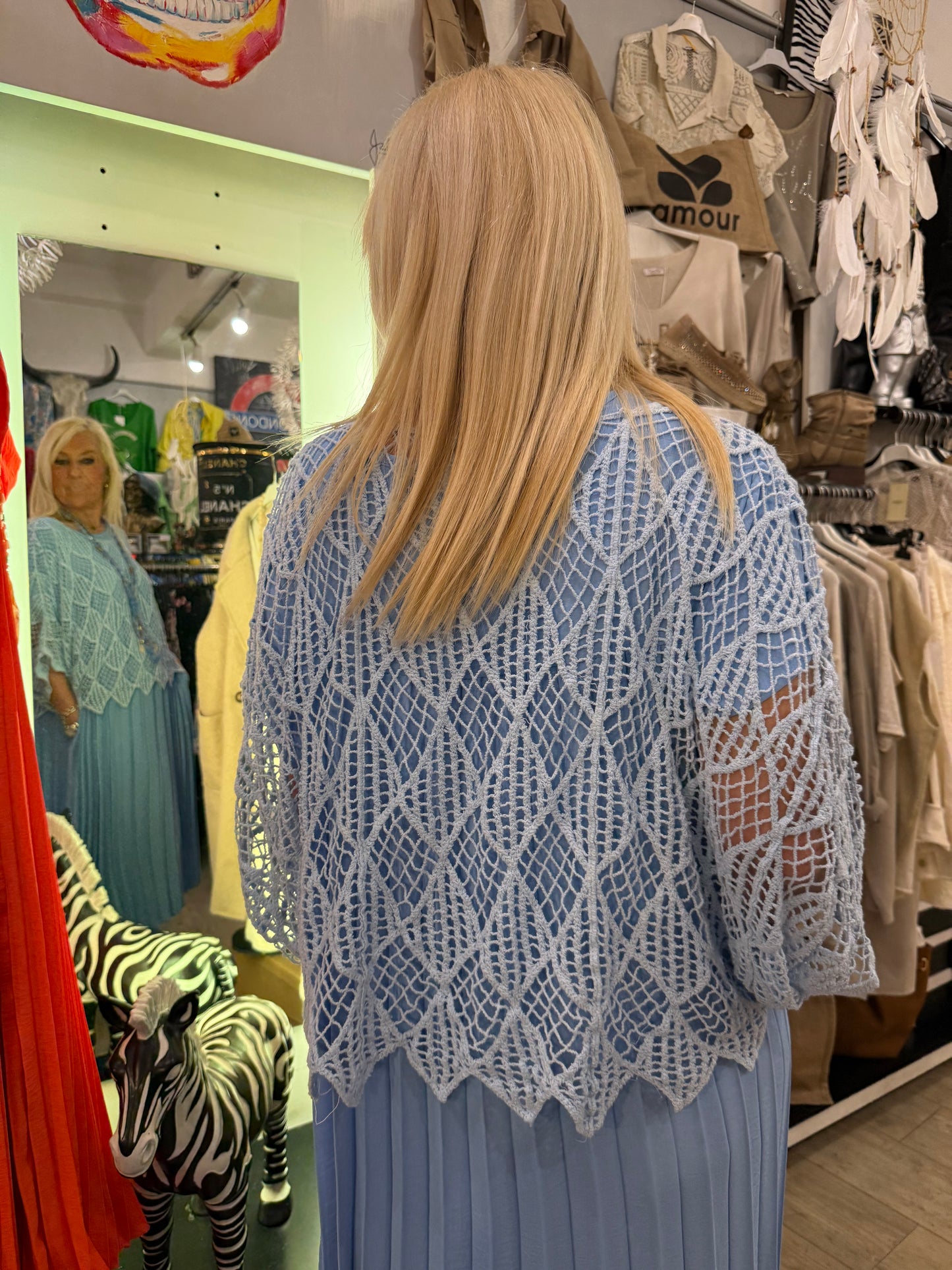 Pull macramé ciel
