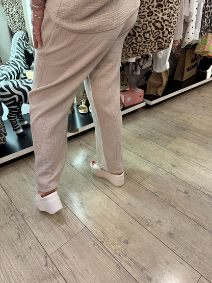 Pantalon gaze de coton beige