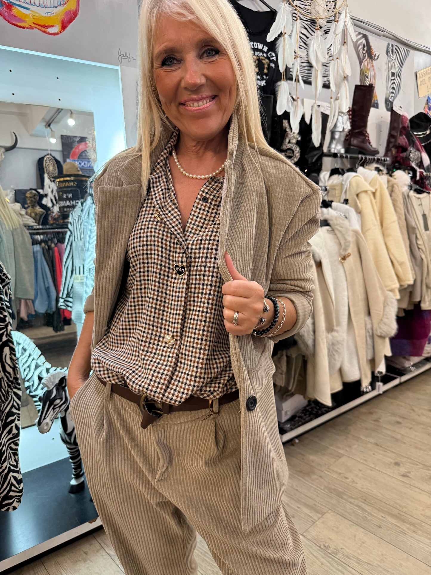 Pantalon velours taupe gde taille