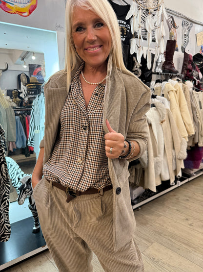 Pantalon velours taupe gde taille