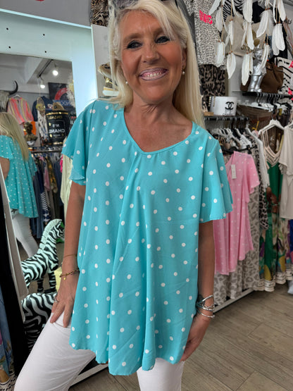 Tunique pois turquoise