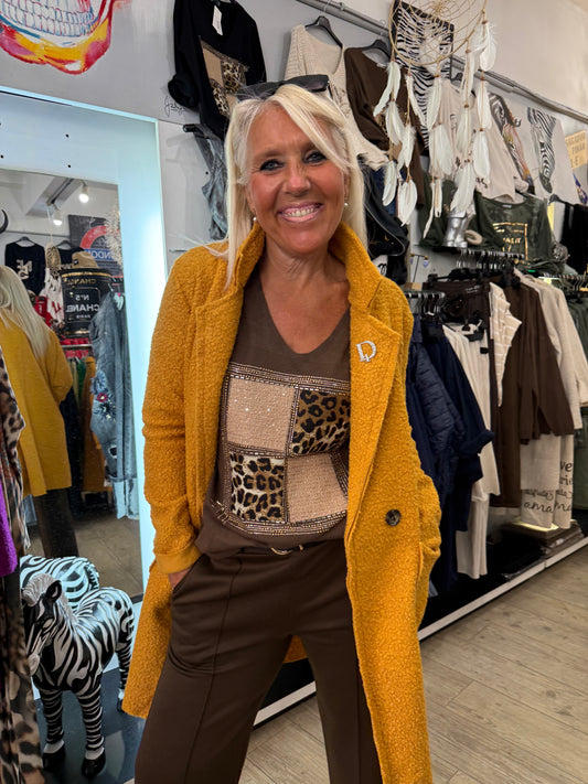Manteau bouclette moutarde