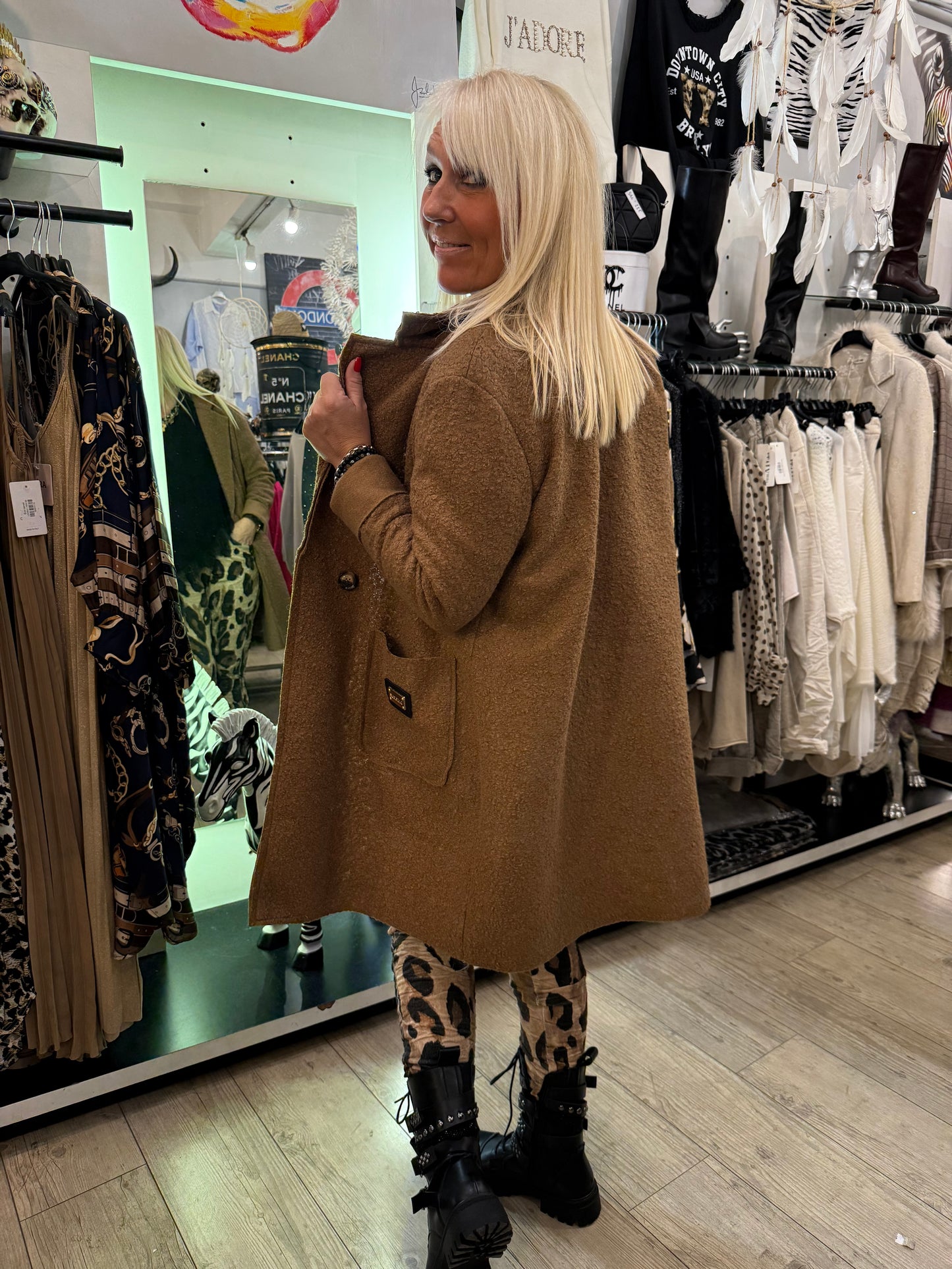 Manteau bouclette camél