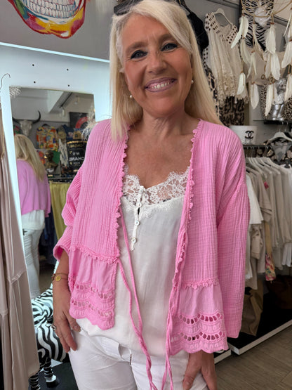 Chemise gaz de coton rose
