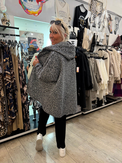 Manteau chiné gris oversize