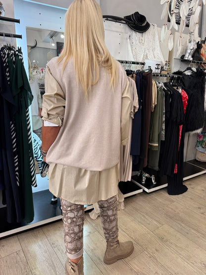 Pull broches beige